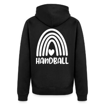 Handball Handballer - Unisex Premium Bio Zip Hoodie - Schwarz - Hinten - Nico (187cm)