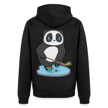 Panda Eishockey Eishockeyschläger - Unisex Premium Bio Zip Hoodie - Schwarz - Hinten - Nico (187cm)