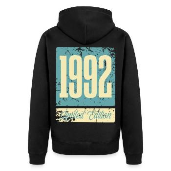 1992 Anniversaire de naissance Année de naissance - Veste à capuche bio Premium Unisexe - noir - Dos - Nico (187cm)