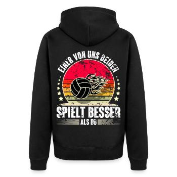 Volleyball - Unisex Premium Bio Zip Hoodie - Schwarz - Hinten - Nico (187cm)