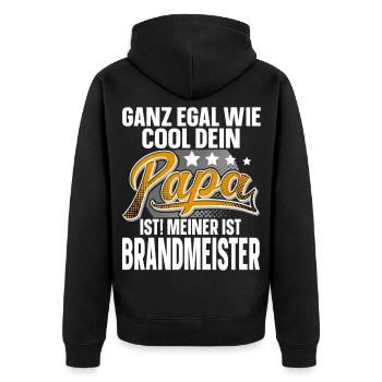 Brandmeister Papa Vater Vatertag Cooler Papa - Unisex Premium Bio Zip Hoodie - Schwarz - Hinten - Nico (187cm)