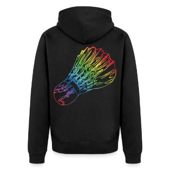 Federball - Unisex Premium Bio Zip Hoodie - Schwarz - Hinten - Nico (187cm)