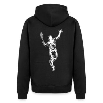 Badmintonspieler Skizze - Unisex Premium Bio Zip Hoodie - Schwarz - Hinten - Nico (187cm)