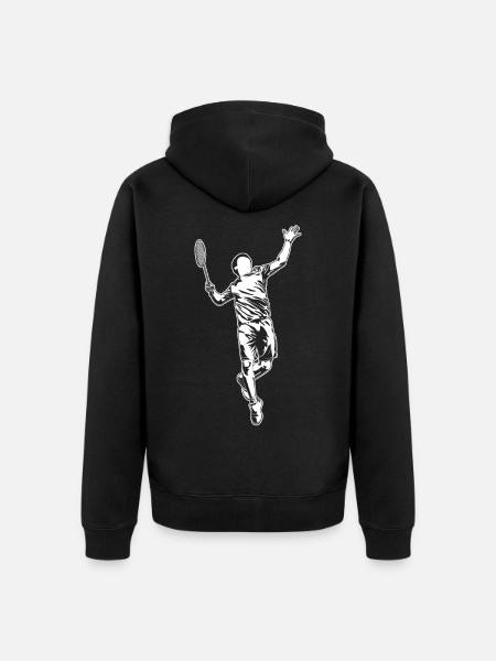 Badminton player sketch - Unisex Premium Organic Zip Hoodie - black