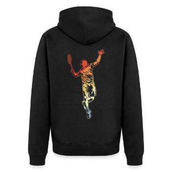 Badmintonspieler Zeichnung - Unisex Premium Bio Zip Hoodie - Schwarz - Hinten - Nico (187cm)
