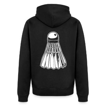 Badminton Federball - Unisex Premium Bio Zip Hoodie - Schwarz - Hinten - Nico (187cm)