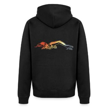 Schwimmsportler - Unisex Premium Bio Zip Hoodie - Schwarz - Hinten - Nico (187cm)
