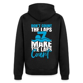 Motivation zum Schwimmen - Unisex Premium Bio Zip Hoodie - Schwarz - Hinten - Nico (187cm)