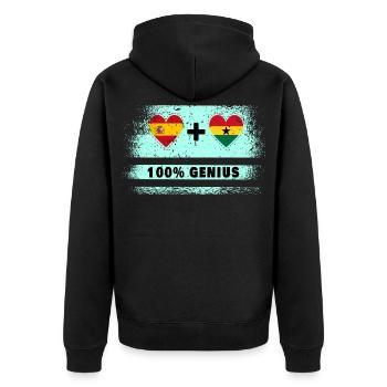 Flagge von Spanien und Ghana 100% genial - Unisex Premium Bio Zip Hoodie - Schwarz - Hinten - Nico (187cm)
