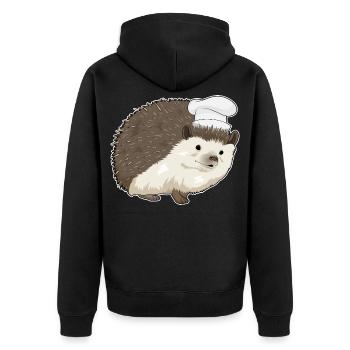 Hedgehog Chef Chef Hat Cooking - Unisex Premium Organic Zip Hoodie - black - Back - Nico (187cm)
