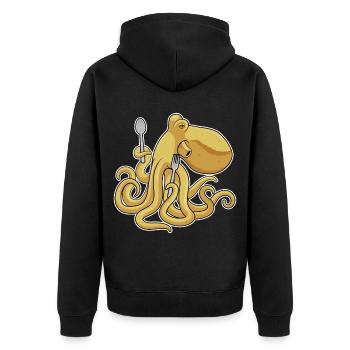 Krake Besteck Kochen Küche - Unisex Premium Bio Zip Hoodie - Schwarz - Hinten - Nico (187cm)