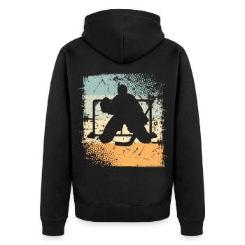 Eishockey - Unisex Premium Organic Zip Hoodie - black - Back - Nico (187cm)