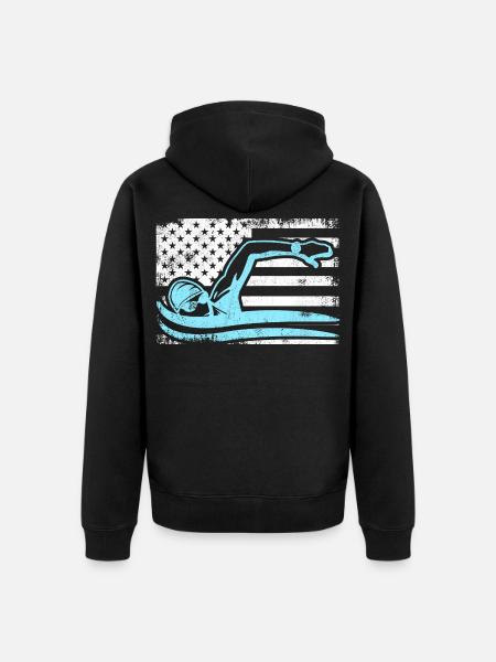Patriotic swimmer - Unisex Premium Organic Zip Hoodie - black