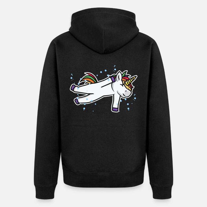 Licorne nageuse - Veste à capuche bio Premium Unisexe - noir