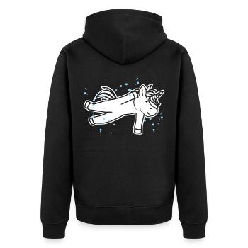 Einhorn Schwimmer - Unisex Premium Bio Zip Hoodie - Schwarz - Hinten - Nico (187cm)