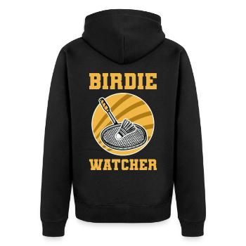 Federball - Unisex Premium Bio Zip Hoodie - Schwarz - Hinten - Nico (187cm)