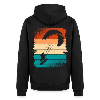 Kitesurfer Kiteboard Kitesurfen Kitesurf - Unisex Premium Bio Zip Hoodie - Schwarz - Hinten - Nico (187cm)
