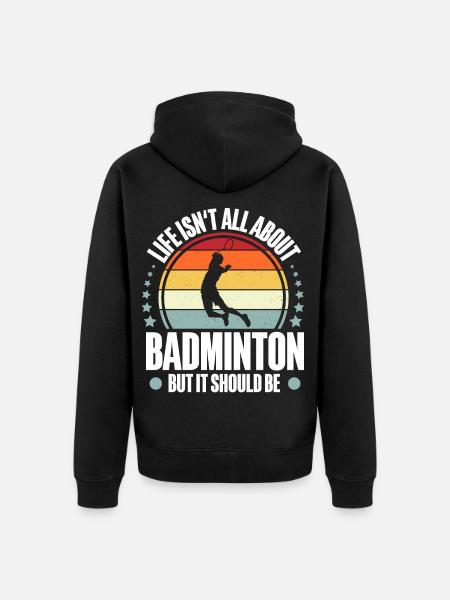Badminton - Unisex Premium Bio Zip Hoodie - Schwarz