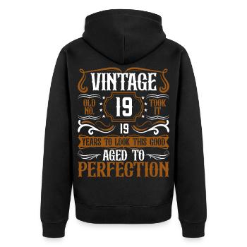 19th Birthday Vintage Retro - Unisex Premium Organic Zip Hoodie - black - Back - Nico (187cm)