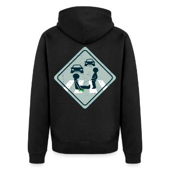 Klimaaktivist Straßen Kleben - Unisex Premium Bio Zip Hoodie - Schwarz - Hinten - Nico (187cm)