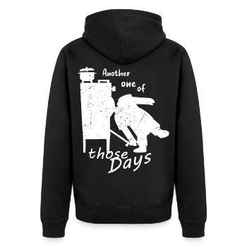 Wieder einer dieser Tage! - Unisex Premium Bio Zip Hoodie - Schwarz - Hinten - Nico (187cm)