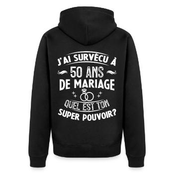 50 Ans De Mariage humoristique mariage - Veste à capuche bio Premium Unisexe - noir - Dos - Nico (187cm)