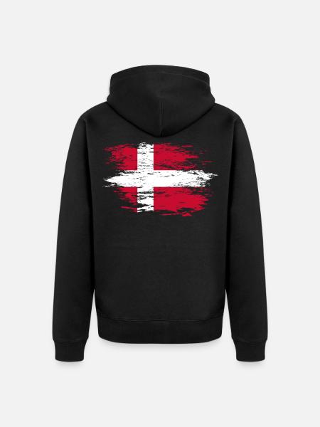 Drapeau du Danemark utilisé - Veste à capuche bio Premium Unisexe - noir