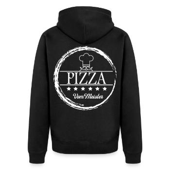 Pizza, Pizzabäcker, Meister - Unisex Premium Bio Zip Hoodie - Schwarz - Hinten - Nico (187cm)