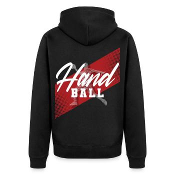 Handball Handballer - Unisex Premium Bio Zip Hoodie - Schwarz - Hinten - Nico (187cm)