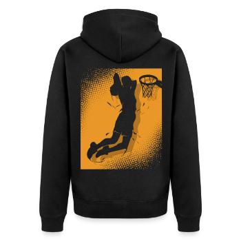 Basketball Basketballer - Unisex Premium Bio Zip Hoodie - Schwarz - Hinten - Nico (187cm)
