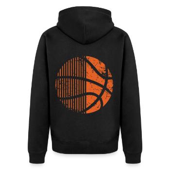 Basketball Basketballer - Unisex Premium Bio Zip Hoodie - Schwarz - Hinten - Nico (187cm)