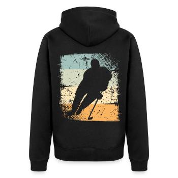 Eishockey - Unisex Premium Organic Zip Hoodie - black - Back - Nico (187cm)