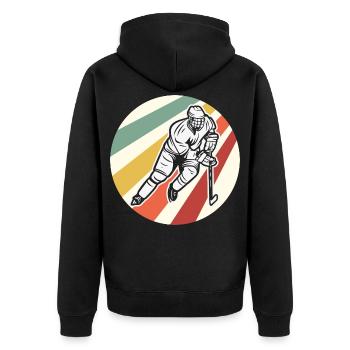 Eishockey - Unisex Premium Organic Zip Hoodie - black - Back - Nico (187cm)