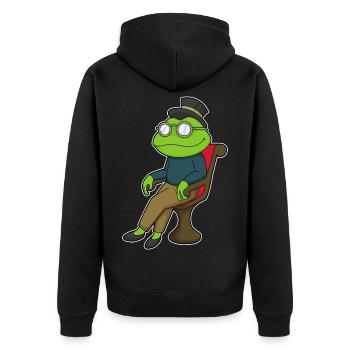 Frosch Stuhl - Unisex Premium Bio Zip Hoodie - Schwarz - Hinten - Nico (187cm)