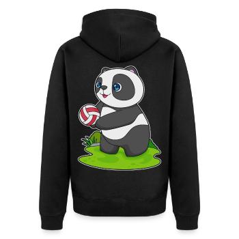 Panda Volleyballspieler Volleyball - Unisex Premium Bio Zip Hoodie - Schwarz - Hinten - Nico (187cm)