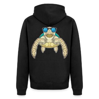 Turtle Sunglasses - Unisex Premium Organic Zip Hoodie - black - Back - Nico (187cm)