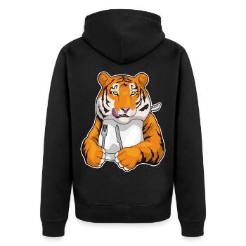 Tiger Cutlery Cooking Kitchen - Unisex Premium Organic Zip Hoodie - black - Back - Nico (187cm)