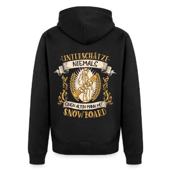 Snowboard Snowboarder Lustiger Spruch Geschenk - Unisex Premium Bio Zip Hoodie - Schwarz - Hinten - Nico (187cm)