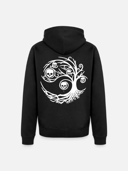 White tree with skulls - Unisex Premium Organic Zip Hoodie - black