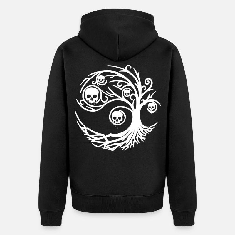 White tree with skulls - Unisex Premium Organic Zip Hoodie - black