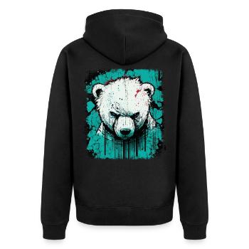 Angry Polar Bear - Unisex Premium Organic Zip Hoodie - black - Back - Nico (187cm)