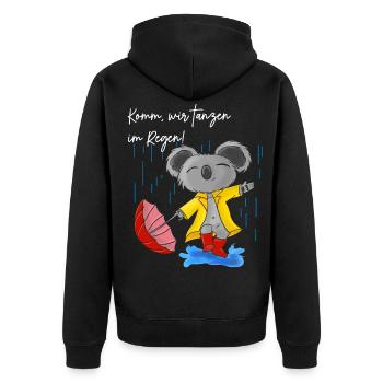 Niedlicher Koala mit Regenschirm - Unisex Premium Bio Zip Hoodie - Schwarz - Hinten - Nico (187cm)