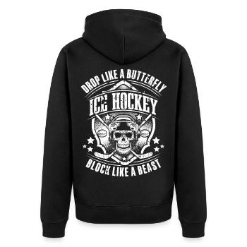 Eishockey  - Unisex Premium Organic Zip Hoodie - black - Back - Nico (187cm)