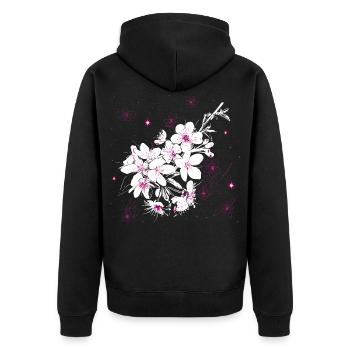 Cherry Blossom Sakura Spring - Unisex Premium Organic Zip Hoodie - black - Back - Nico (187cm)