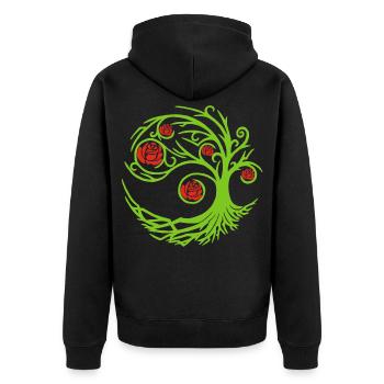 Seltsamer Rosenstrauch - Unisex Premium Bio Zip Hoodie - Schwarz - Hinten - Nico (187cm)