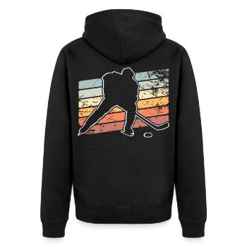 Eishockey  - Unisex Premium Organic Zip Hoodie - black - Back - Nico (187cm)