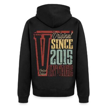 2015 Geburtstag Geburtsjahr Baujahr Vintage Retro - Unisex Premium Bio Zip Hoodie - Schwarz - Hinten - Nico (187cm)
