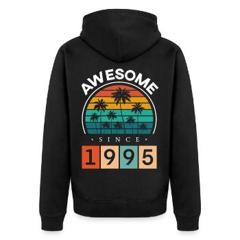 1995 Born Birthday Year of birth vintage - Unisex Premium Organic Zip Hoodie - black - Back - Nico (187cm)