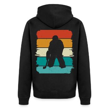 Eishockey  - Unisex Premium Organic Zip Hoodie - black - Back - Nico (187cm)