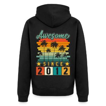 2012 Anniversaire Né Année de naissance millésime - Veste à capuche bio Premium Unisexe - noir - Dos - Nico (187cm)